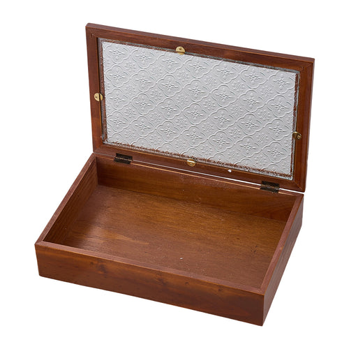 1 peça Caixa de Joias Decorativa Vintage de Madeira Maciça, Caixa de Armazenamento Multiuso para Bugigangas com Tampa de Vidro de Flor de Macieira Silvestre, Organizador de Mesa, Armário, Recipiente para Acessórios Diversos, Caixa de Exibição para Artesanato, Caixas de Presente para Dia dos Namorados e Páscoa, Decoração para Casa e Escritório