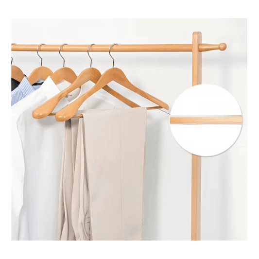 Conjunto de 10 Cabides de Madeira com Ombros Extra-Largos | Madeira Natural Lisa e Luxuosa, Ganchos Giratórios 360°, Varas Antiderrapantes para Calças, Design Resistente para Evitar Deformação de Roupas, Adequado para Ternos, Vestidos, Jaquetas, Calças, Organização de Guarda-Roupa