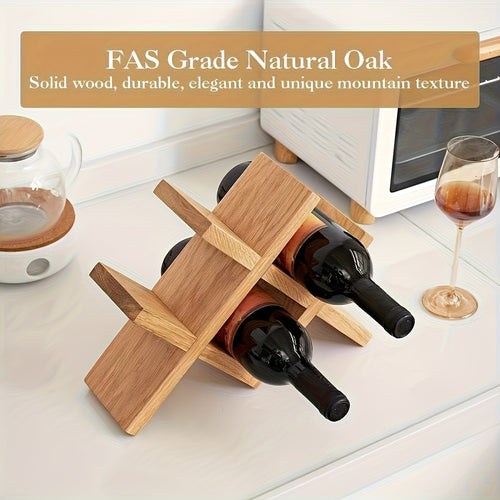 Adega de Vinho em Madeira Maciça Natural - Textura de Grão de Carvalho - Estilo Rústico Country - Suporte Expositor para 6 Garrafas