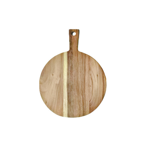 Tábua de Pizza em Madeira de Acácia, Tábua de Corte em Madeira Maciça com Alça, Tábua de Picar, Base para Pizza, Pão, Bife, Tábua Redonda para Assar Bolo, Tábua Plana