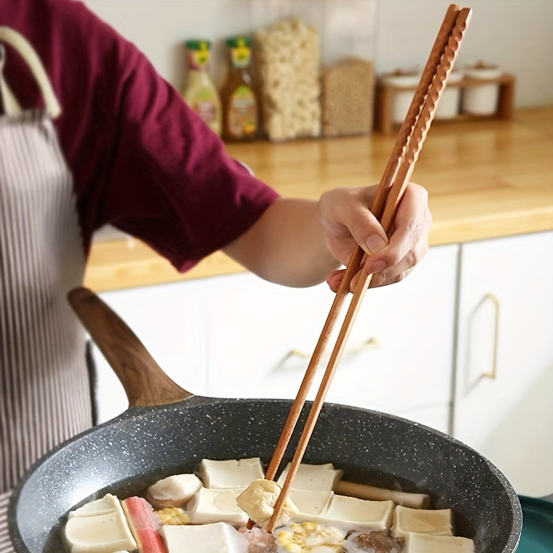 1/3/4 pçs Hashis de Madeira - Utensílios de Cozinha, Adequados para Saltear Macarrão, Hashis de Madeira, Hashis de Cozinha de Cabo Longo, Hashis para Saltear Macarrão, Também Adequados para Fondue de Fruitas do Mar (Hot Pot), Sushi, Comida, Comida Japonesa