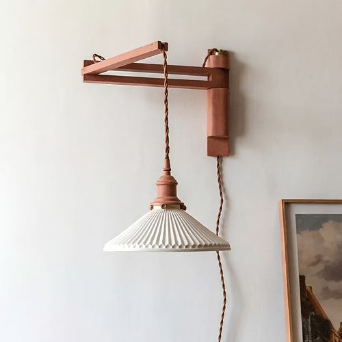 Suporte de Aplique de Parede Minimalista com Braço Oscilante de Madeira - Suporte de Luminária Dobrável para Área de Leitura de Quarto, Acessório de Iluminação DIY, Ótimo para Decoração de Casa de Volta às Aulas e Ação de Graças