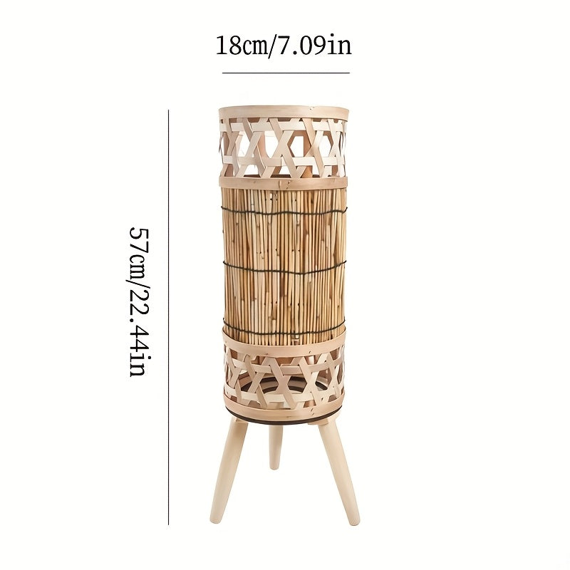 Candeeiro de Pé Vintage em Madeira com Luz de Vela, Candeeiro Decorativo Criativo para Ambiente de Café e Restaurante, Adereços para Arranjos de Centros Comerciais e Hotéis