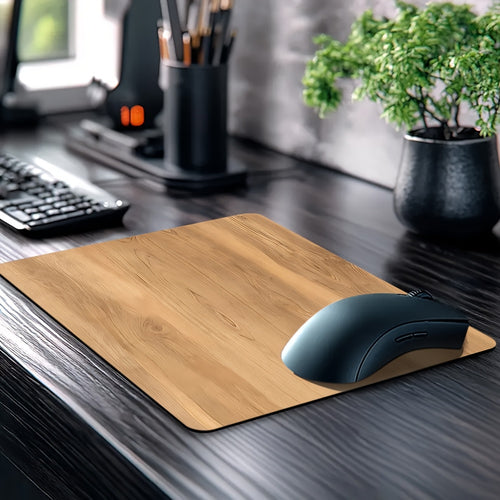 Tapete de Rato Minimalista de Borracha | Textura Natural de Grão de Madeira Clara, Base Antiderrapante, Adequado para Escritório, Estudo e Jogos, Portátil e Durável, Base de Secretária