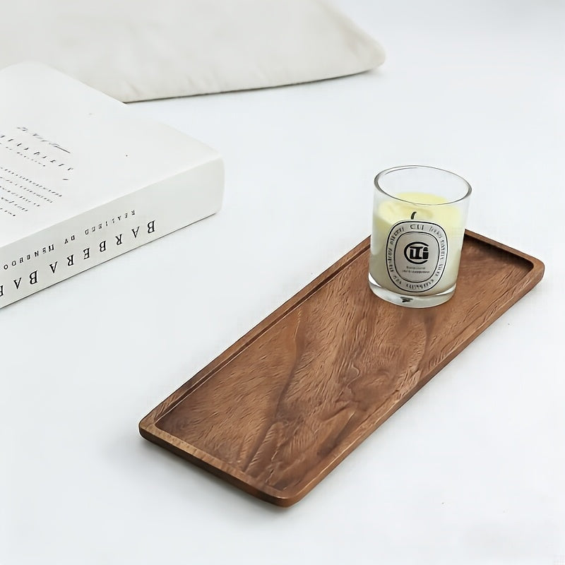 Bandeja Retangular de Nogueira Natural 1 | Prateleira de Armazenamento Retangular Oval Grande de 29,97 cm para Banheiro/Pia, Grão de Madeira Natural Polido, Design Minimalista, Presente de Natal