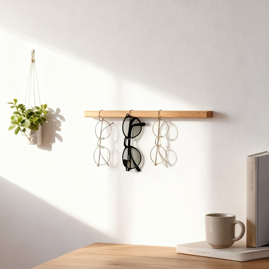 Suporte de Parede Minimalista de Madeira para Óculos, Vertical, Economiza Espaço, Elegante, Prateleira de Armazenamento para Óculos, Instalação sem Furos para Casa, Escritório, Entrada, Presente para Usuários de Óculos, Acessório de Exibição para Varejo