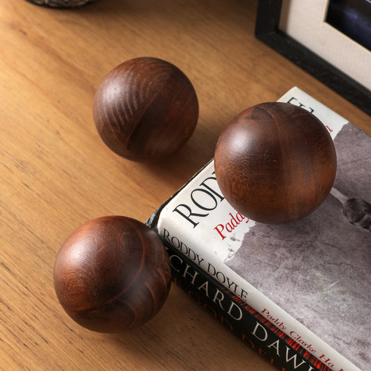 3 Peças Conjunto de Bolas de Árvore de Madeira/Flor - Esferas Decorativas de Madeira Maciça para Natal, Ação de Graças - Centro de Mesa Rústico e Elegante, Esferas de Madeira com Grão para Mesa de Jantar, Escritório, Família