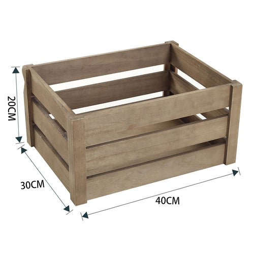 1peça Cesta de armazenamento retangular multifuncional em madeira de fazenda rústica para festas, escritórios, quartos, cozinhas, armários, 3 tamanhos, vinho, frutas, legumes, brinquedos, organizador de livros, cesta de prateleira