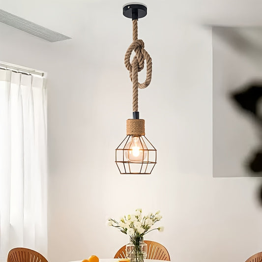 1 Peça luminária pendente rústica artesanal com base para lampada E26/E27, ideal para restaurantes, bares, cozinhas, corredores e decoração de Halloween ou Natal (sem inclusão da própria ampola)