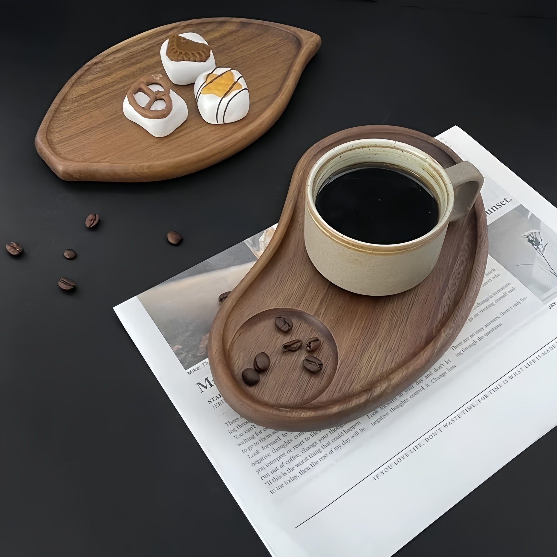 Tabuleiro de Madeira Maciça Japonesa, Prato de Café em Madeira de Acácia, Prato de Chá de Sobremesa Oval, Tabuleiro de Chá de Madeira para Casa, Prato de Copo de Snack Chinês, Prato de Bolo, Prato de Pequeno-Almoço em Madeira Maciça