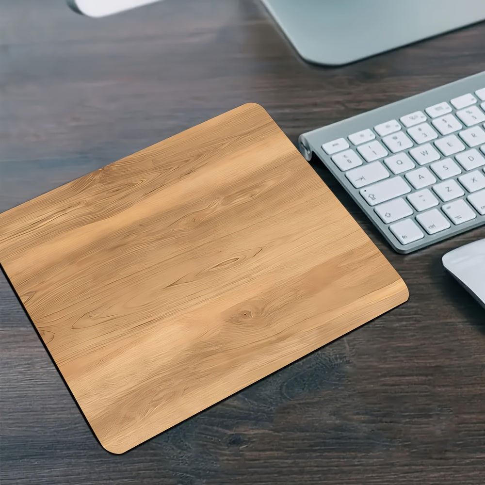 Tapete de Rato Minimalista de Borracha | Textura Natural de Grão de Madeira Clara, Base Antiderrapante, Adequado para Escritório, Estudo e Jogos, Portátil e Durável, Base de Secretária