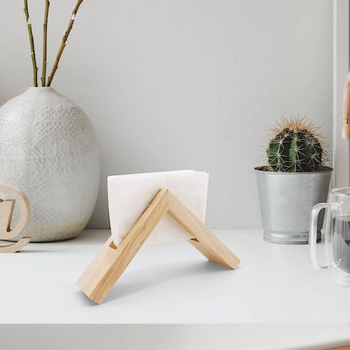 Suporte Triangular para Guardanapos e Lenços de Cozinha em Madeira Maciça Estilo Nórdico, um Organizador de Mesa Triangular com Acabamentos Naturais, Adequado para Guardar Guardanapos e Lenços de Cozinha em Casa, e Como uma Decoração Elegante para Mesa de Jantar em Hotéis