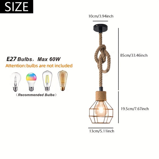 1 Peça luminária pendente rústica artesanal com base para lampada E26/E27, ideal para restaurantes, bares, cozinhas, corredores e decoração de Halloween ou Natal (sem inclusão da própria ampola)
