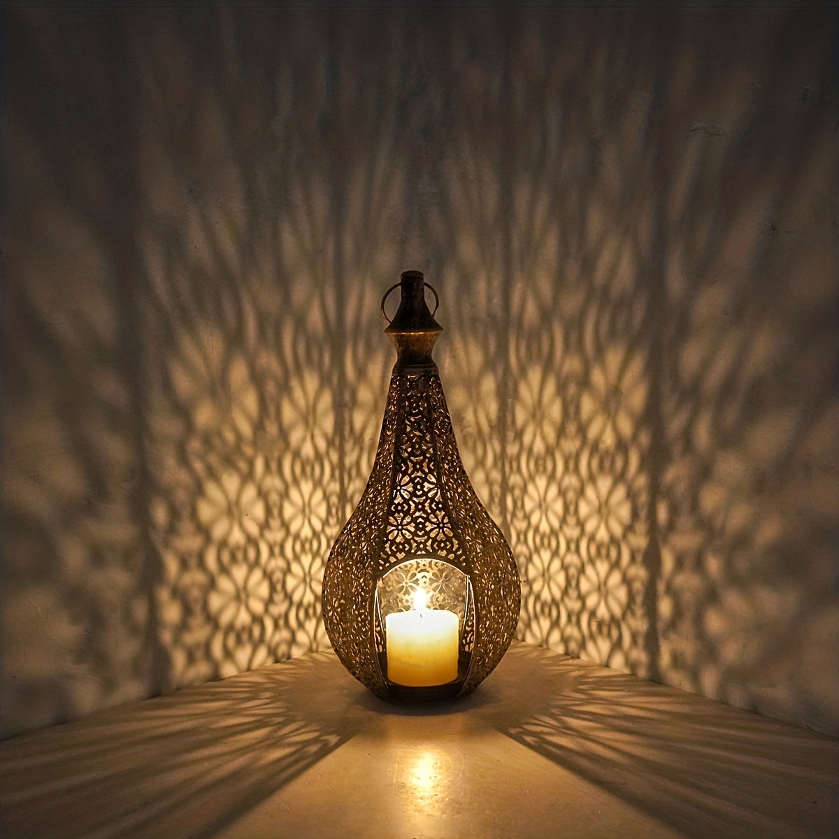 2 Peças de Suportes para Velas Lanterna Marroquina - Elegantes Castiçais de Ferro Forjado com Padrões Intrincados de Treliça, Compatíveis para Decoração de Natal, Diwali, Ramadã, Eid - Lanterna Marroquina Durável para Casa e Jardim (Velas Não Incluídas)