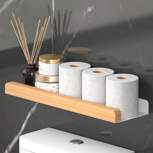 Organizador de Prateleira para Casa de Banho Sem Furos – Sem Necessidade de Furar, Construção Robusta em Madeira Natural, Design que Poupa Espaço, Adequado para Casa de Banho, Cozinha ou Escritório, Ideal para Apartamentos Pequenos e Inquilinos, Estilo Minimalista, Acessório de Casa de Banho