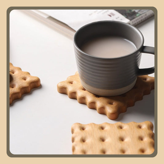 Conjunto de 3 peças, biscoitos criativos, porta-copos de madeira maciça, almofadas de isolamento térmico, para canecas, xícaras de café, almofadas antiderrapantes, porta-copos simples, porta-copos de madeira maciça