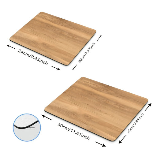 Tapete de Rato Minimalista de Borracha | Textura Natural de Grão de Madeira Clara, Base Antiderrapante, Adequado para Escritório, Estudo e Jogos, Portátil e Durável, Base de Secretária