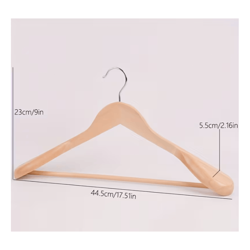 Conjunto de 10 Cabides de Madeira com Ombros Extra-Largos | Madeira Natural Lisa e Luxuosa, Ganchos Giratórios 360°, Varas Antiderrapantes para Calças, Design Resistente para Evitar Deformação de Roupas, Adequado para Ternos, Vestidos, Jaquetas, Calças, Organização de Guarda-Roupa