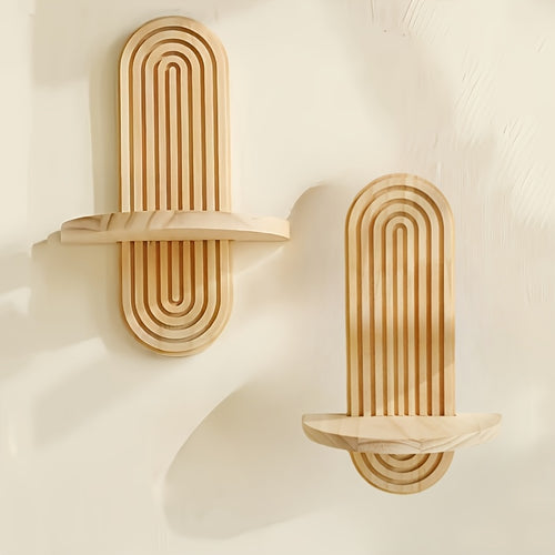 1-2 Peças de Prateleirinhas Flutuantes em Madeira Estilo Bohemian, Pequenas e Elegentes para Armazenamento ou Banheiro – Perfeitas Para Sala, Quarto & Cozinha