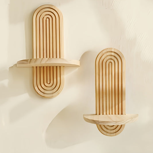 1-2 Peças de Prateleirinhas Flutuantes em Madeira Estilo Bohemian, Pequenas e Elegentes para Armazenamento ou Banheiro – Perfeitas Para Sala, Quarto & Cozinha