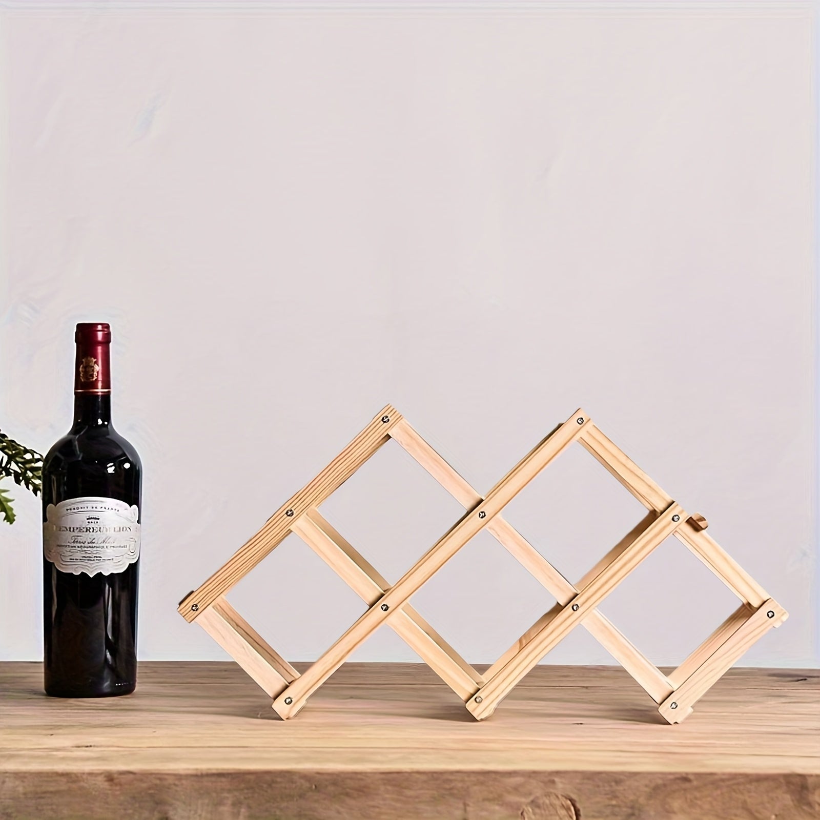 Ornamento para Adega de Vinhos, Prateleira de Vinho em Madeira Maciça, Pequeno Expositor de Armário de Vinho Moderno Minimalista, Adega de Vinho de Madeira com Padrão de Diamante, Expositor de Vinho para Mesa de Jantar, Dobrável, Estável e Durável, Textura de Madeira Natural, Fácil de Dobrar e
