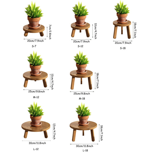Suporte para Mini Vaso de Bambu Marrom Artesanal - Suporte Redondo de Madeira para Vaso de Flores para Casa, Escritório & Decoração de Jardim, DIY, Mesa