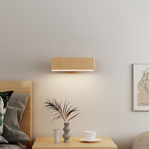 Candeeiro de Parede LED de Madeira Inspirado na Natureza: Iluminação Suave, Design Minimalista Escandinavo, Perfeito para Criar Ambientes Confortáveis e Tranquilos em Quartos e Corredores
