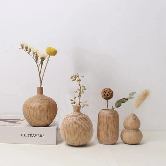 Vaso de Madeira para Flores com Designs Japoneses, Perfeito para Decoração de Casa, Melhorando o Sala de Estar, ou Como Ornamento para a Secretária do Seu Escritório