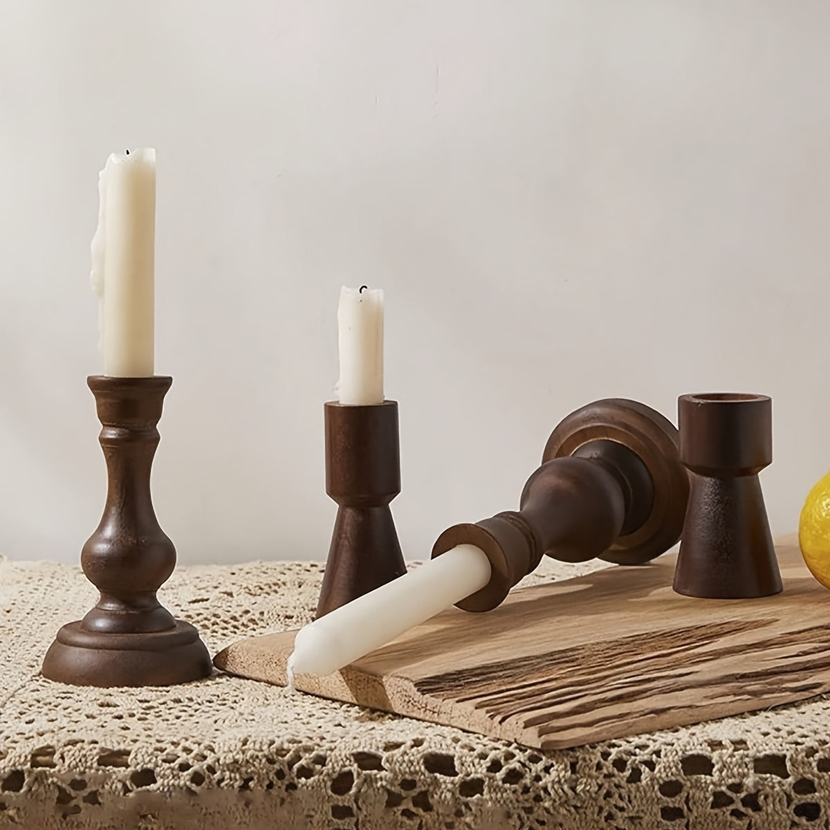 Suporte de Vela de Madeira em Coluna Romana Boêmia 1 pç/2 pçs/3 pçs/4 pçs - Peça Central de Mesa Adequada para Casamentos, para Decoração, para Igreja, para Café, para Festas de Fim de Ano, Castiçal Rústico para Natal, Páscoa, Dia dos Namorados