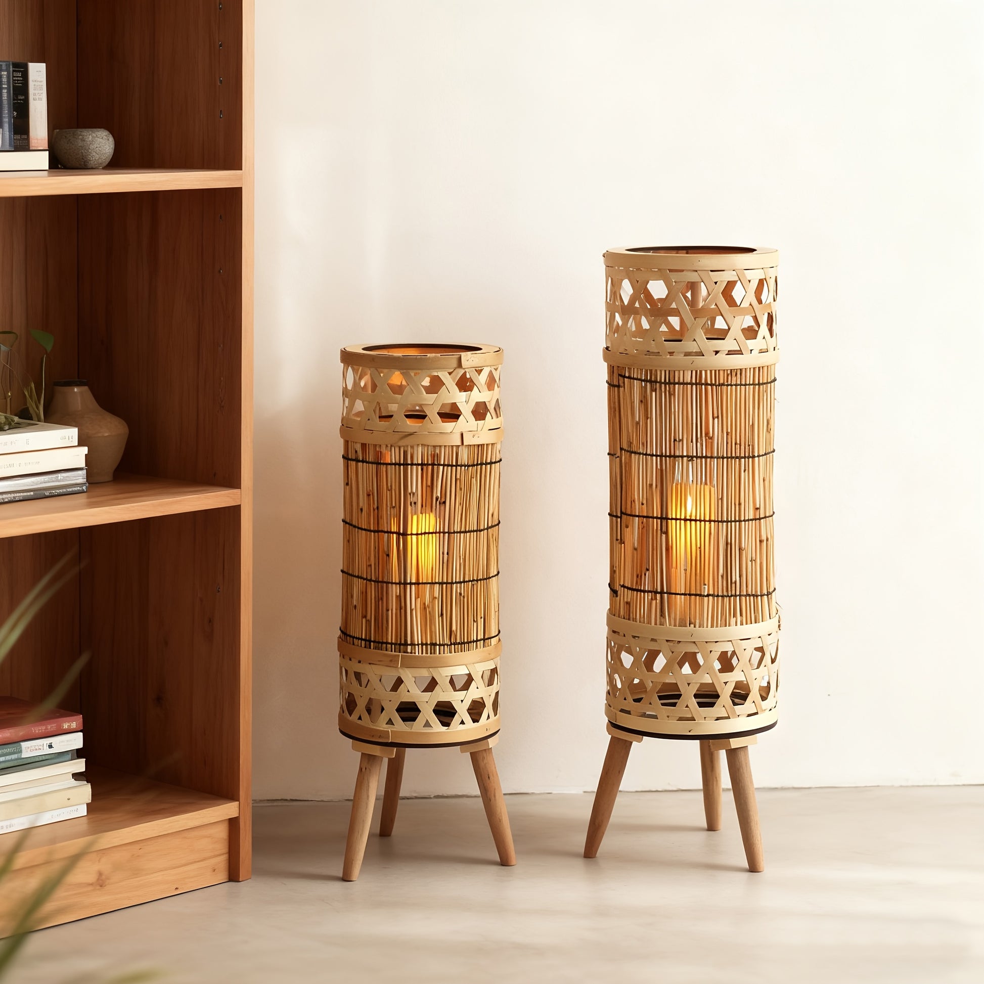 Candeeiro de Pé Vintage em Madeira com Luz de Vela, Candeeiro Decorativo Criativo para Ambiente de Café e Restaurante, Adereços para Arranjos de Centros Comerciais e Hotéis