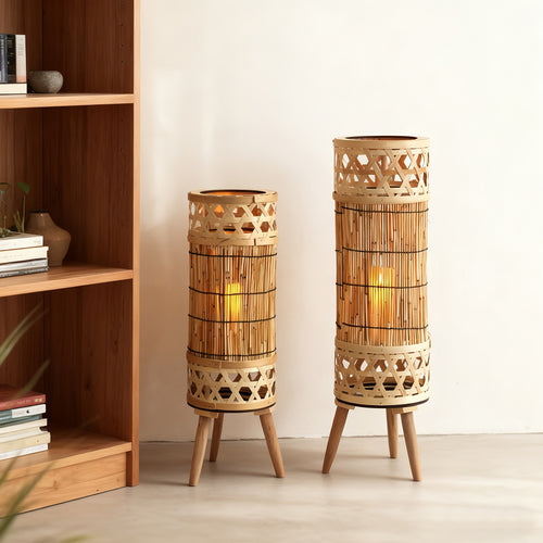 Candeeiro de Pé Vintage em Madeira com Luz de Vela, Candeeiro Decorativo Criativo para Ambiente de Café e Restaurante, Adereços para Arranjos de Centros Comerciais e Hotéis