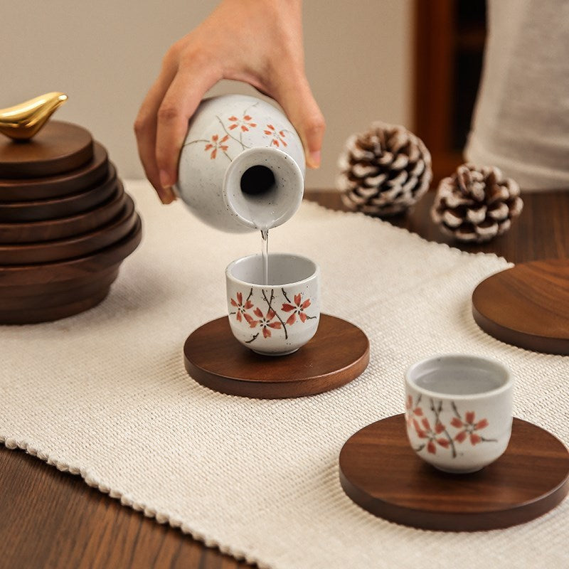 Conjunto de Bases de Isolamento Térmico em Madeira de Nogueira Preta para Mesa de Jantar, Bases Anti-Queimadura e Resistentes ao Calor para Copos de Café, Tapetes para Panelas e Tapetes para Chaleiras, Feitas de Madeira Maciça, Perfeitas como Presentes para Família, Amigos e Professores