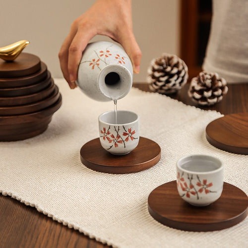 Conjunto de Bases de Isolamento Térmico em Madeira de Nogueira Preta para Mesa de Jantar, Bases Anti-Queimadura e Resistentes ao Calor para Copos de Café, Tapetes para Panelas e Tapetes para Chaleiras, Feitas de Madeira Maciça, Perfeitas como Presentes para Família, Amigos e Professores