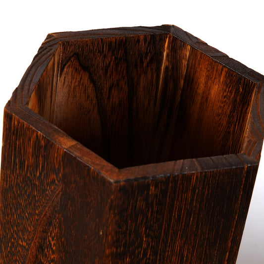 Balde para Guarda-chuvas Hexagonal em Madeira Maciça de Nogueira, Estilo Retro Nórdico Japonês, Balde de Armazenamento para Guarda-chuvas para Sala de Estar, Hotel, Suporte de Guarda-chuvas de Chão, Estável e Durável