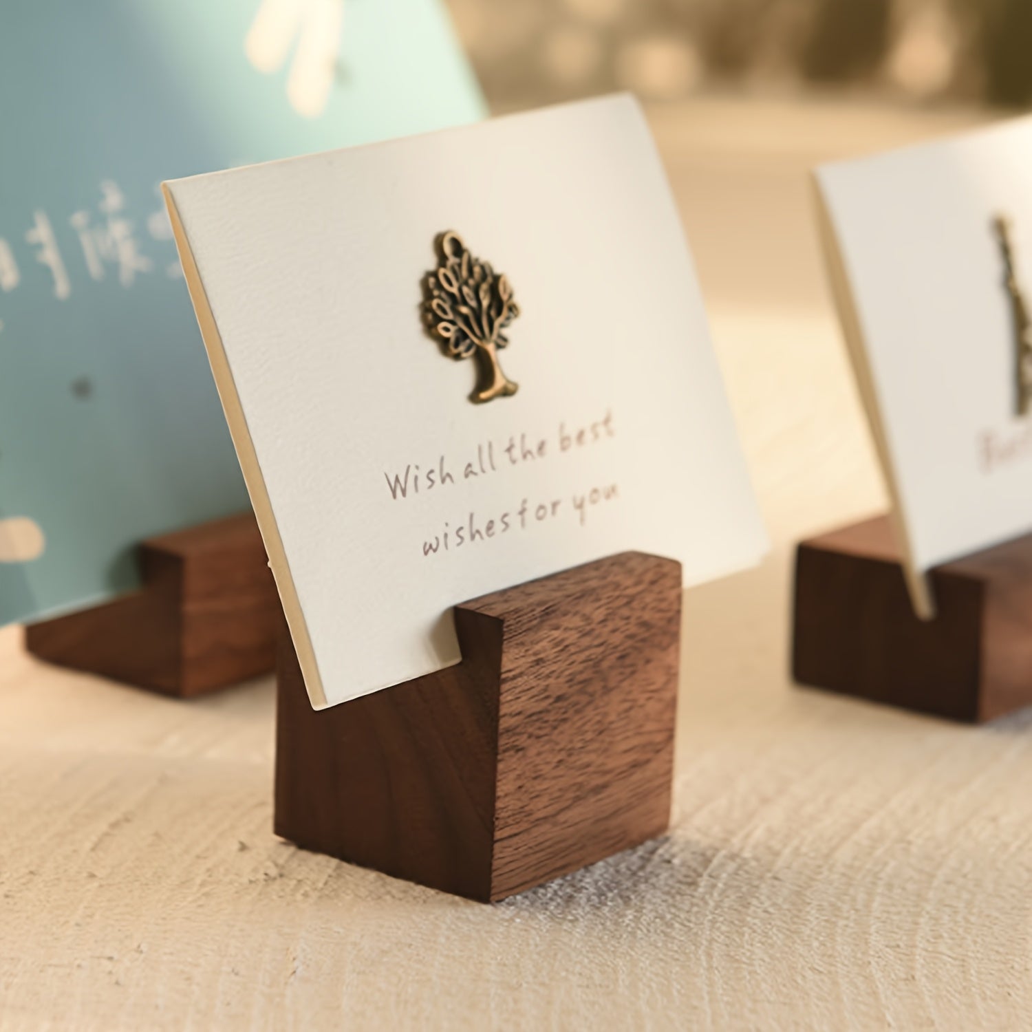 6 unidades de Cartão de Localização de Casamento em Madeira de Nogueira Preta, Porta-Cartões, Porta-Cartões de Visita, Foto Elegante, Nota, Memória e Decoração de Mesa de Postais, Ambiente Quente Feito à Mão, Casamento e Festa, Material de Escritório
