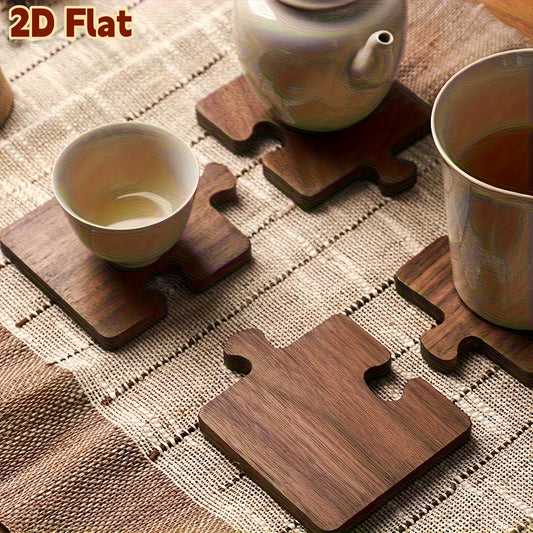 Conjunto de 4 Porta-Copos Vintage em Madeira 2D com Base Isolada, Ideal para Escritório, Bar e Decoração de Casa. Acessórios para Dia das Graças, Halloween e Natal - Melhor Opção para o Natal