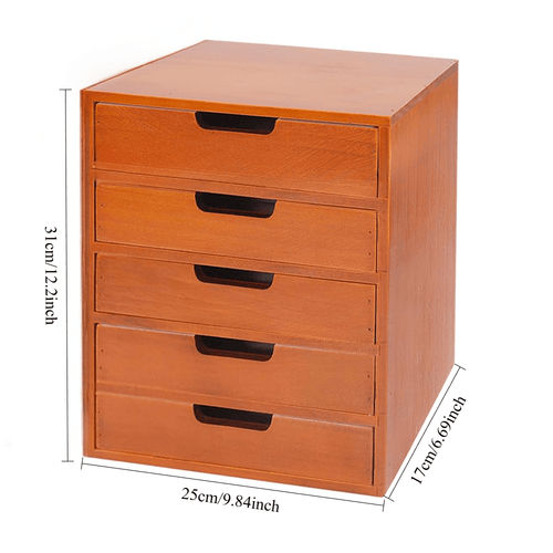 1peça Armário de armazenamento multifuncional de madeira vintage | Organizador de gaveta de mesa com 1-5 camadas para seleção | Perfeito para joias, armazenamento de escritório e quarto | Caixa de exibição tradicional para sala de estar, estudo e escritório