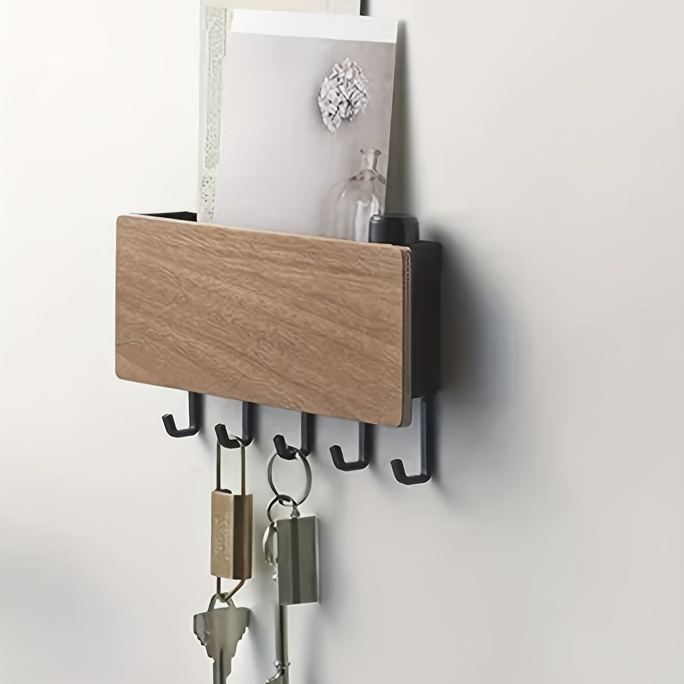 1pc Caixa de Armazenamento Simples e Criativa, Gancho de Parede para Chaves, Gancho de Armazenamento de Madeira, Gancho de Pendurar na Porta de Volta, Organizador de Pequenos Itens de Entrada, Decoração de Casa, Gadget Doméstico