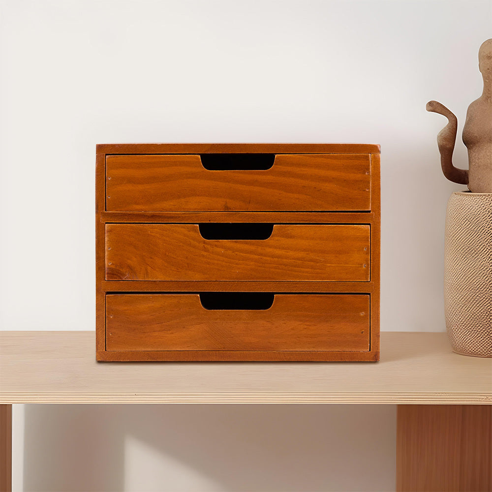 1peça Armário de armazenamento multifuncional de madeira vintage | Organizador de gaveta de mesa com 1-5 camadas para seleção | Perfeito para joias, armazenamento de escritório e quarto | Caixa de exibição tradicional para sala de estar, estudo e escritório