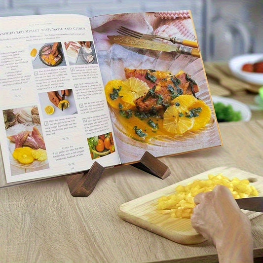Suporte de Livro de Receitas em Madeira | Porta Receitas para Bancada de Cozinha | Expositor de Cavalete Moderno para Livros de Cozinha, Prateleira Decorativa de Mesa, Acessórios Rústicos para Casa
