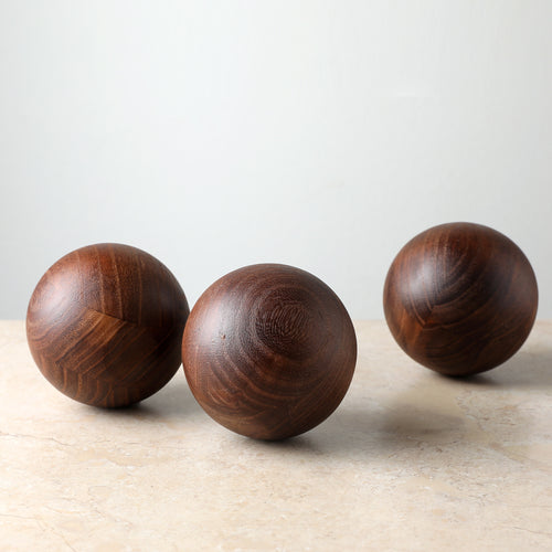 3 Peças Conjunto de Bolas de Árvore de Madeira/Flor - Esferas Decorativas de Madeira Maciça para Natal, Ação de Graças - Centro de Mesa Rústico e Elegante, Esferas de Madeira com Grão para Mesa de Jantar, Escritório, Família
