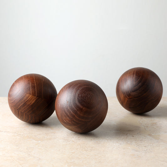 3 Peças Conjunto de Bolas de Árvore de Madeira/Flor - Esferas Decorativas de Madeira Maciça para Natal, Ação de Graças - Centro de Mesa Rústico e Elegante, Esferas de Madeira com Grão para Mesa de Jantar, Escritório, Família