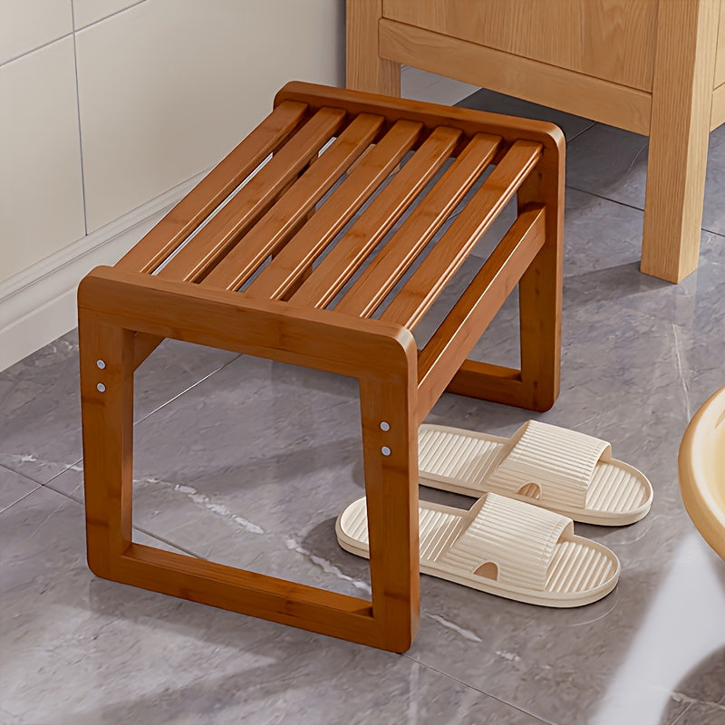 Banco de Duche Minimalista Natural - Antiderrapante, Pequeno Banco de Casa de Banho, Adequado para Adultos Mudarem de Sapatos e Usar para Banho - E Durável