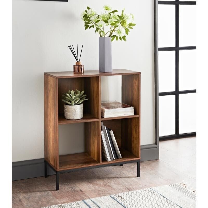 Unidade de armazenamento de cubos Homme Concept 4/9 - Prateleiras de armazenamento independentes com acabamento de noz, estante moderna minimalista para sala de estar, quarto ou escritório em casa