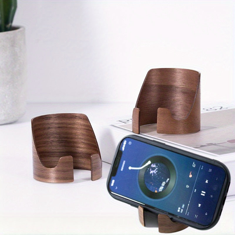 Suporte Elegante para Tablet em Nogueira Preta - Compatível com iPad e Smartphones - Suporte Semi-Circular Moderno para Mesa - Acessório para Casa e Escritório (iPad Mini/Notebooks)