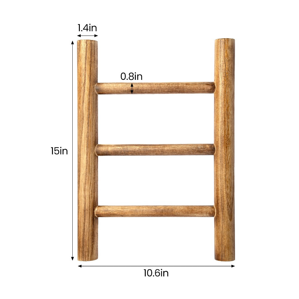Toalheiro de Madeira Autônomo de 3 Níveis, Escada para Cobertores Estilo Rústico para Banheiro e Cozinha, Suporte de Toalhas de Madeira Resistente para Toalhas de Mão, Panos de Prato, Armazenamento Doméstico