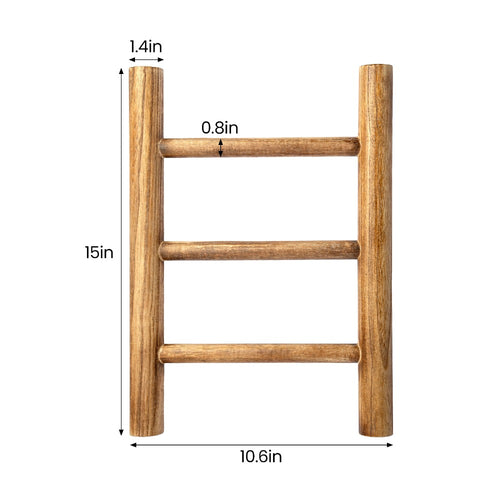 Toalheiro de Madeira Autônomo de 3 Níveis, Escada para Cobertores Estilo Rústico para Banheiro e Cozinha, Suporte de Toalhas de Madeira Resistente para Toalhas de Mão, Panos de Prato, Armazenamento Doméstico