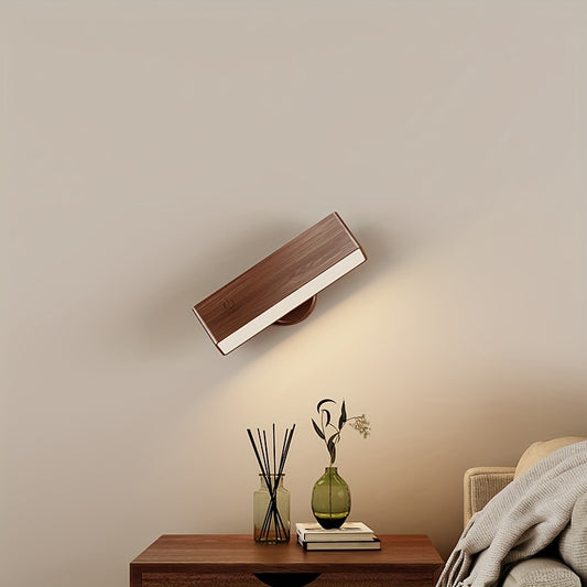 Candeeiro de Parede LED de Madeira Inspirado na Natureza: Iluminação Suave, Design Minimalista Escandinavo, Perfeito para Criar Ambientes Confortáveis e Tranquilos em Quartos e Corredores