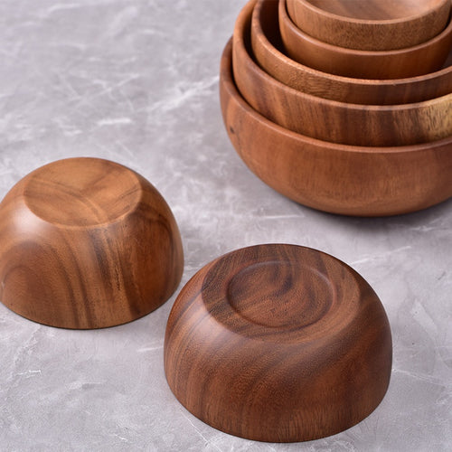 Conjunto de 2 Tigelas Grandes de Madeira de Acácia para Misturar, Tigelas de Salada, Pratos de Servir, Tigelas de Legumes, Tigelas de Cereal, Tigelas de Caldo, Artesanais, Design Listrado, Reutilizáveis, Adequadas para Misturar, Servir Saladas e Macarrão, Ideais para Cozinhas Domésticas e