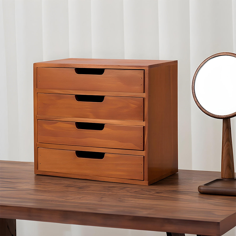 1peça Armário de armazenamento multifuncional de madeira vintage | Organizador de gaveta de mesa com 1-5 camadas para seleção | Perfeito para joias, armazenamento de escritório e quarto | Caixa de exibição tradicional para sala de estar, estudo e escritório
